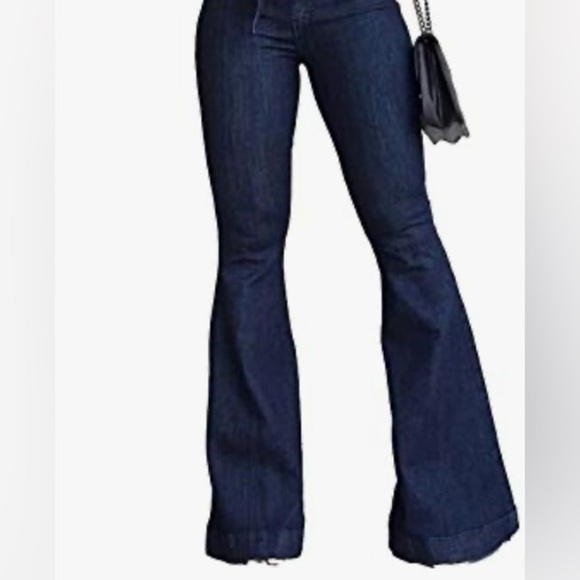 Pantete Womens High Waisted Bell Bottom flare belted Jeans size M NWTs - Picture 3 of 11